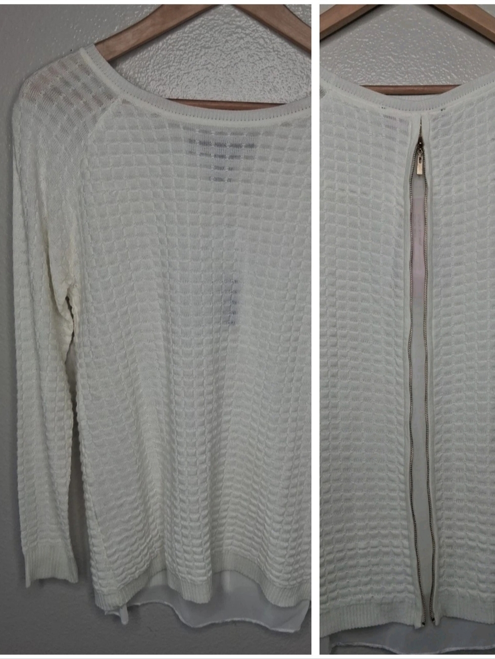 NWT PECK&PECK Lightweight Long Sleeve Ivory Pullover Sweater Business Casual S